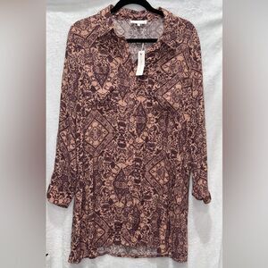 Women’s Olivaceous Long Sleeve Dress in Brown‎ and Cream Size Medium